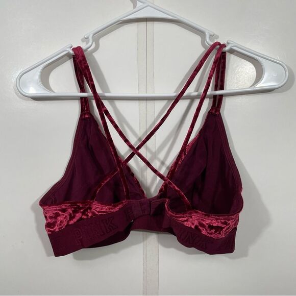 Victoria’s Secret PINK Burgundy Crushed Velvet Bralette - Picture 2 of 4